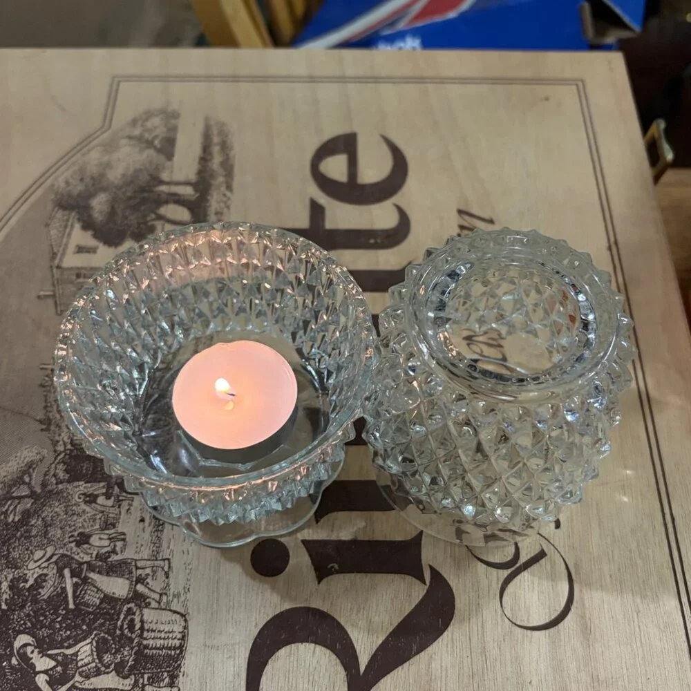 VTG Indiana‎ Glass Company Diamond Point Fairy Light Lamp